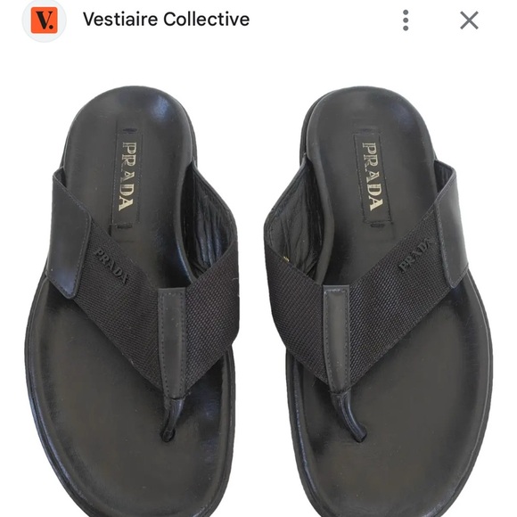 Prada Men's Black Leather Sandals - Picture 1 of 6